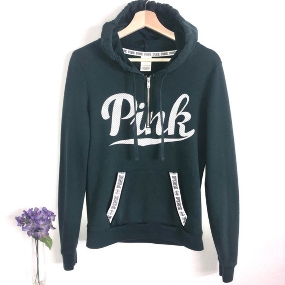PINK VICTORIAS SECRET GREEN PULLOVER HOODIE